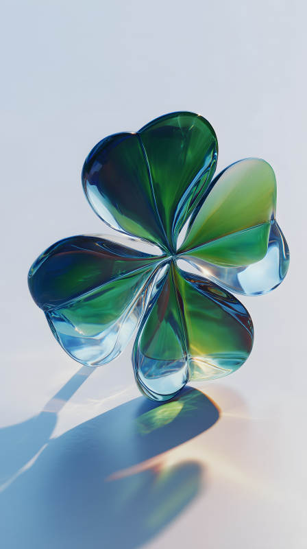 晶莹剔透的四叶幸运草图片