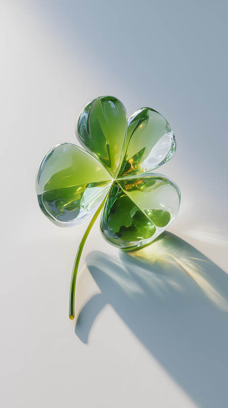 晶莹剔透的幸运四叶草图片