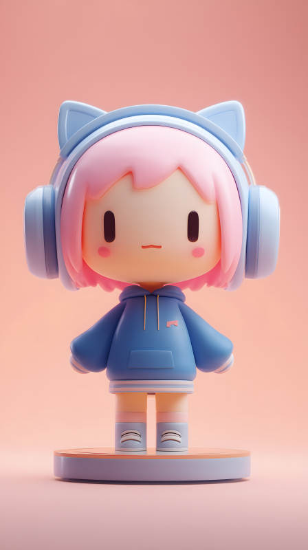 可爱卡通女孩3D渲染图图片