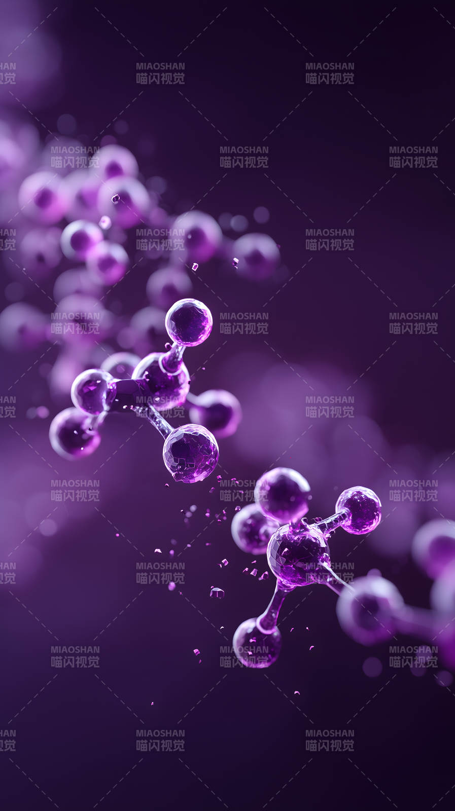 紫色分子结构的艺术渲染图片