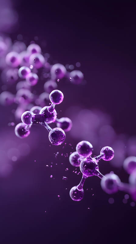 紫色分子结构的艺术渲染图片