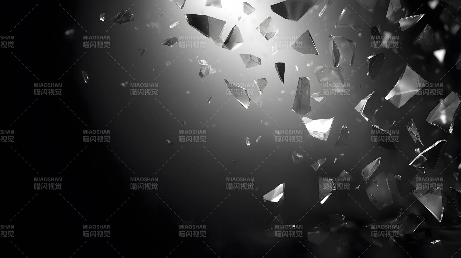 破碎的玻璃碎片飞舞图片