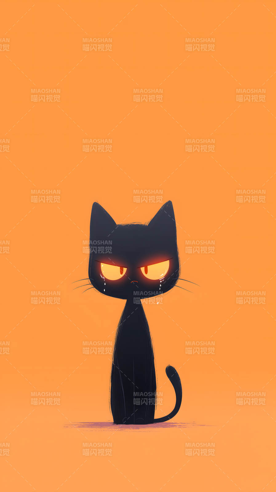 生气的小黑猫流泪了图片