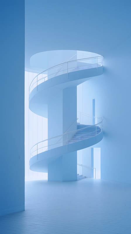 极简主义建筑中的螺旋楼梯图片
