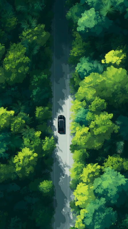 绿荫环绕的林间公路图片