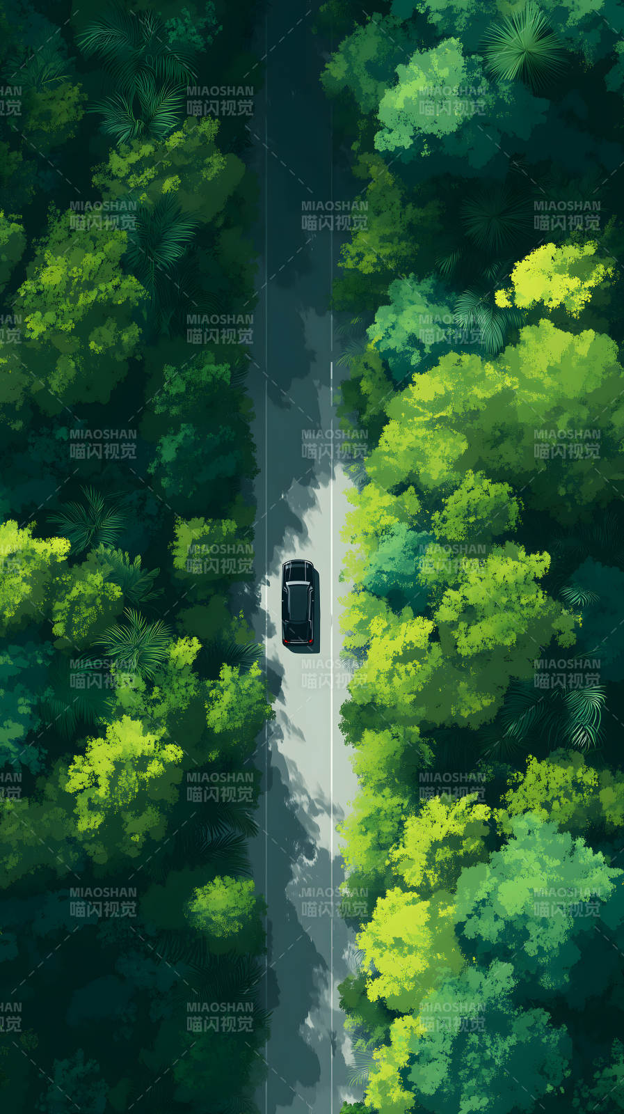 绿荫环绕的林间公路图片