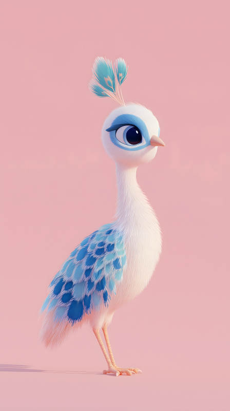 粉嫩可爱的小孔雀图片