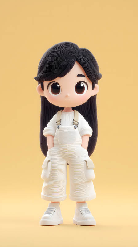 可爱卡通女孩3D渲染图图片