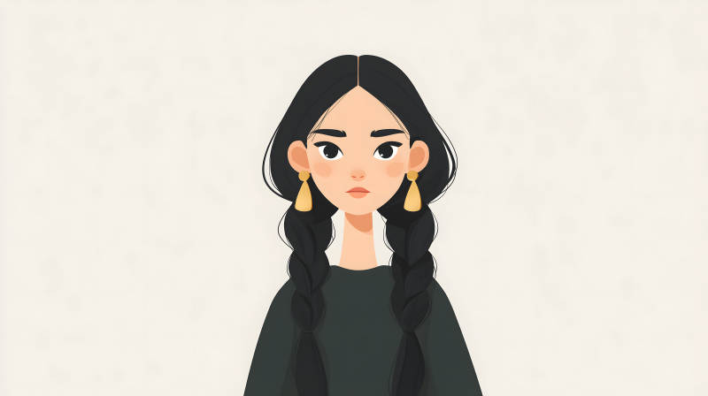 时尚女孩肖像插画图片