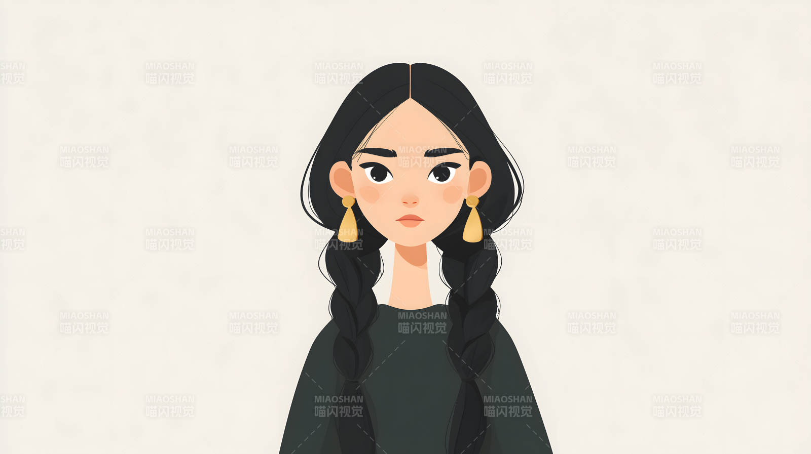 时尚女孩肖像插画图片