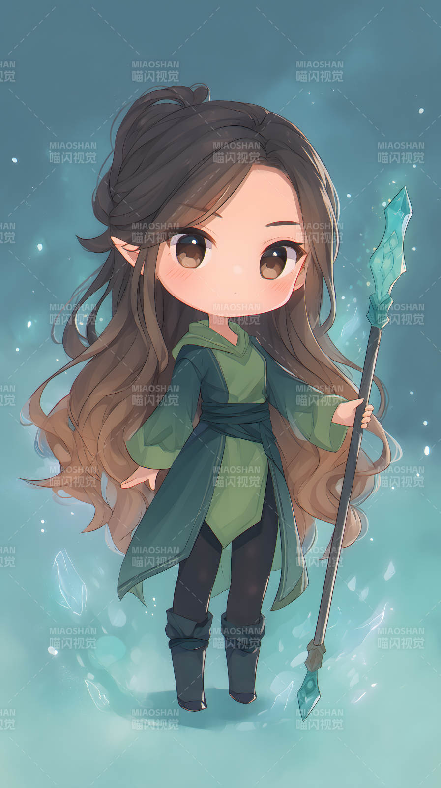 手持法杖的精灵少女图片