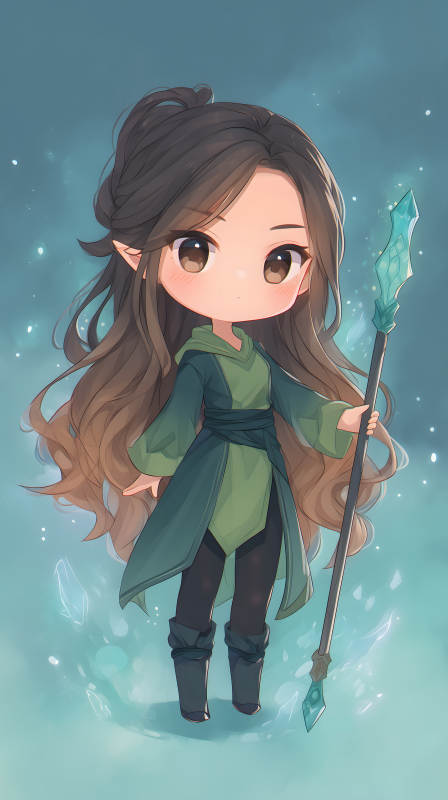 手持法杖的精灵少女图片