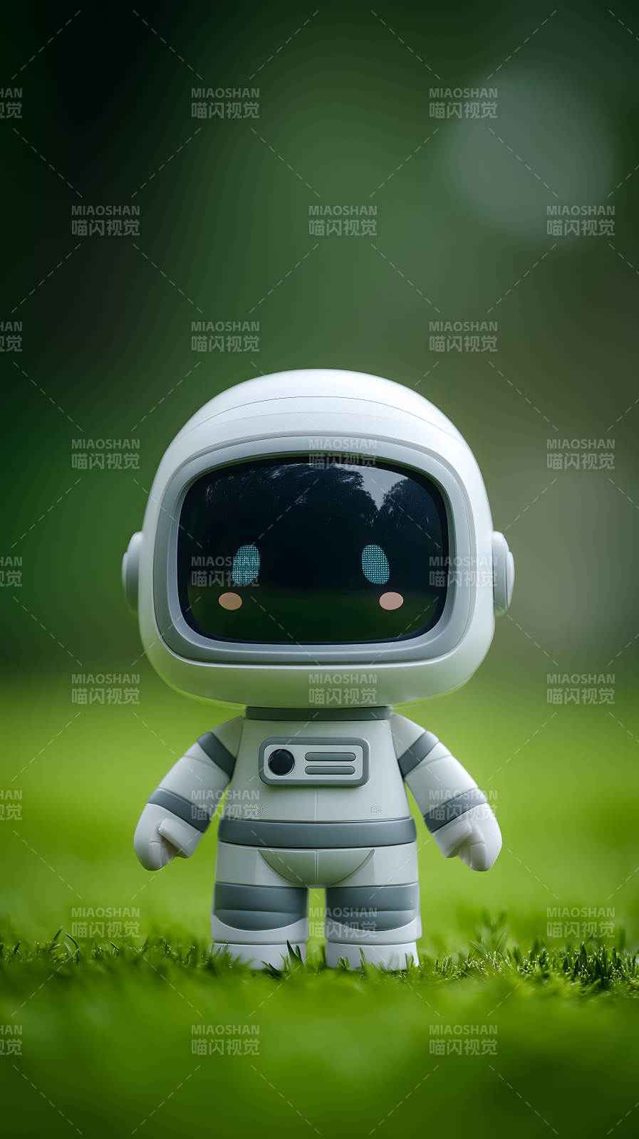 呆萌太空人漫步绿茵图片