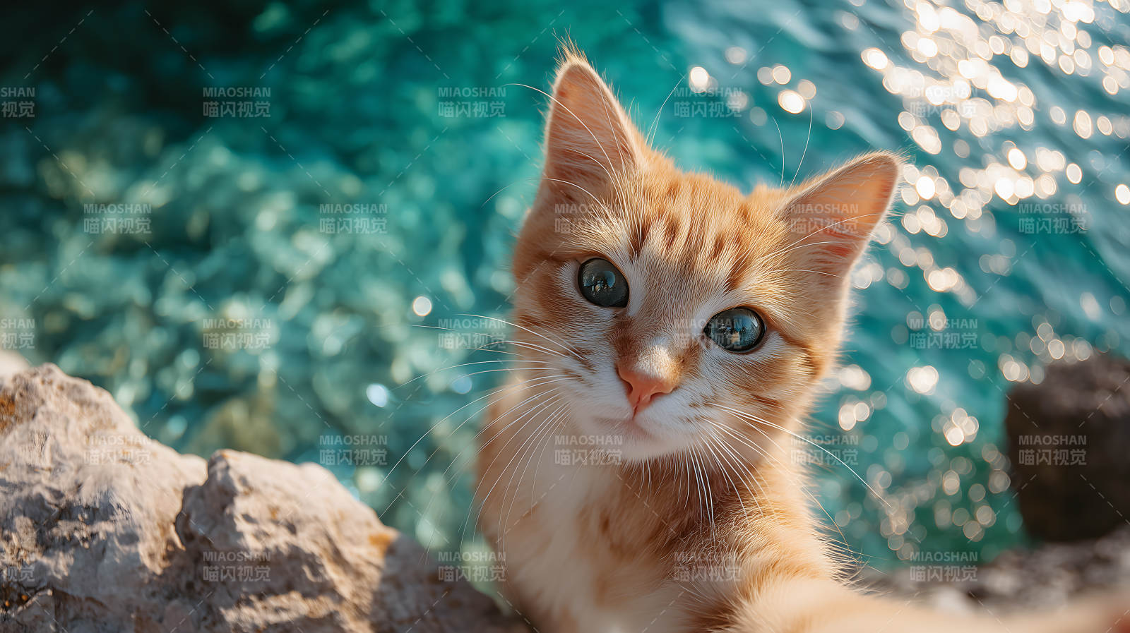 海边卖萌的小奶猫图片