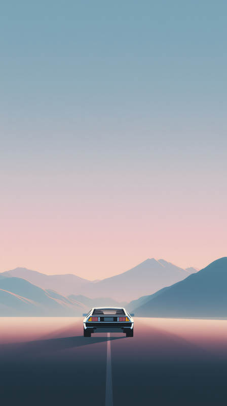 极简主义公路夕阳景色图片