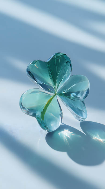 晶莹剔透的幸运四叶草图片