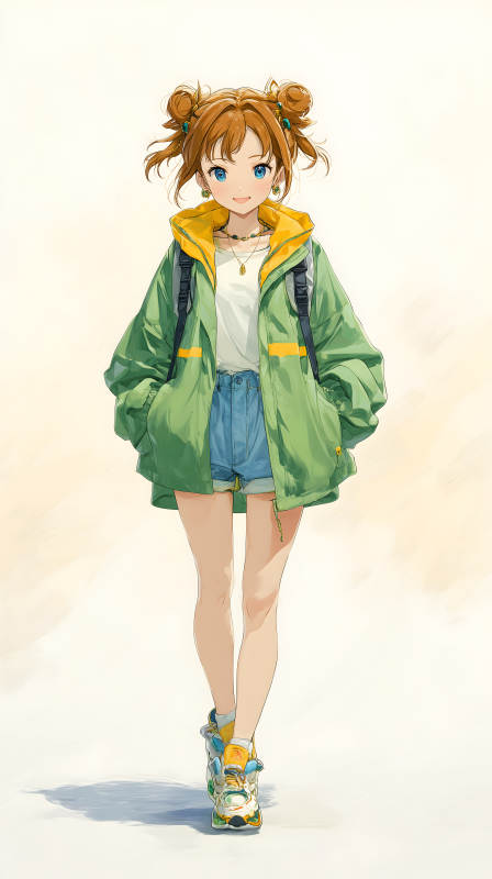 元气少女春日漫步图片