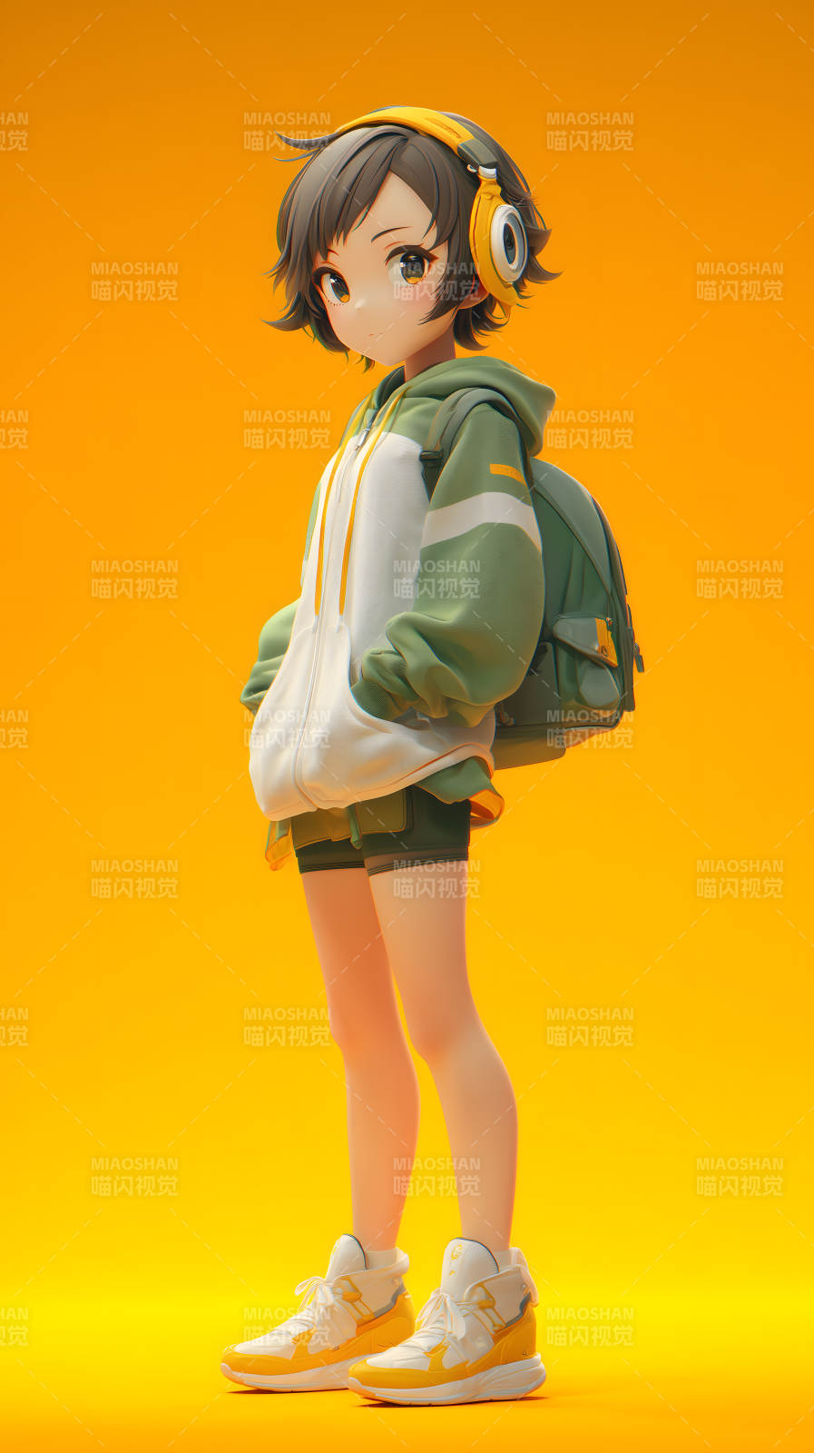 时尚动漫女孩的黄澄澄一天图片