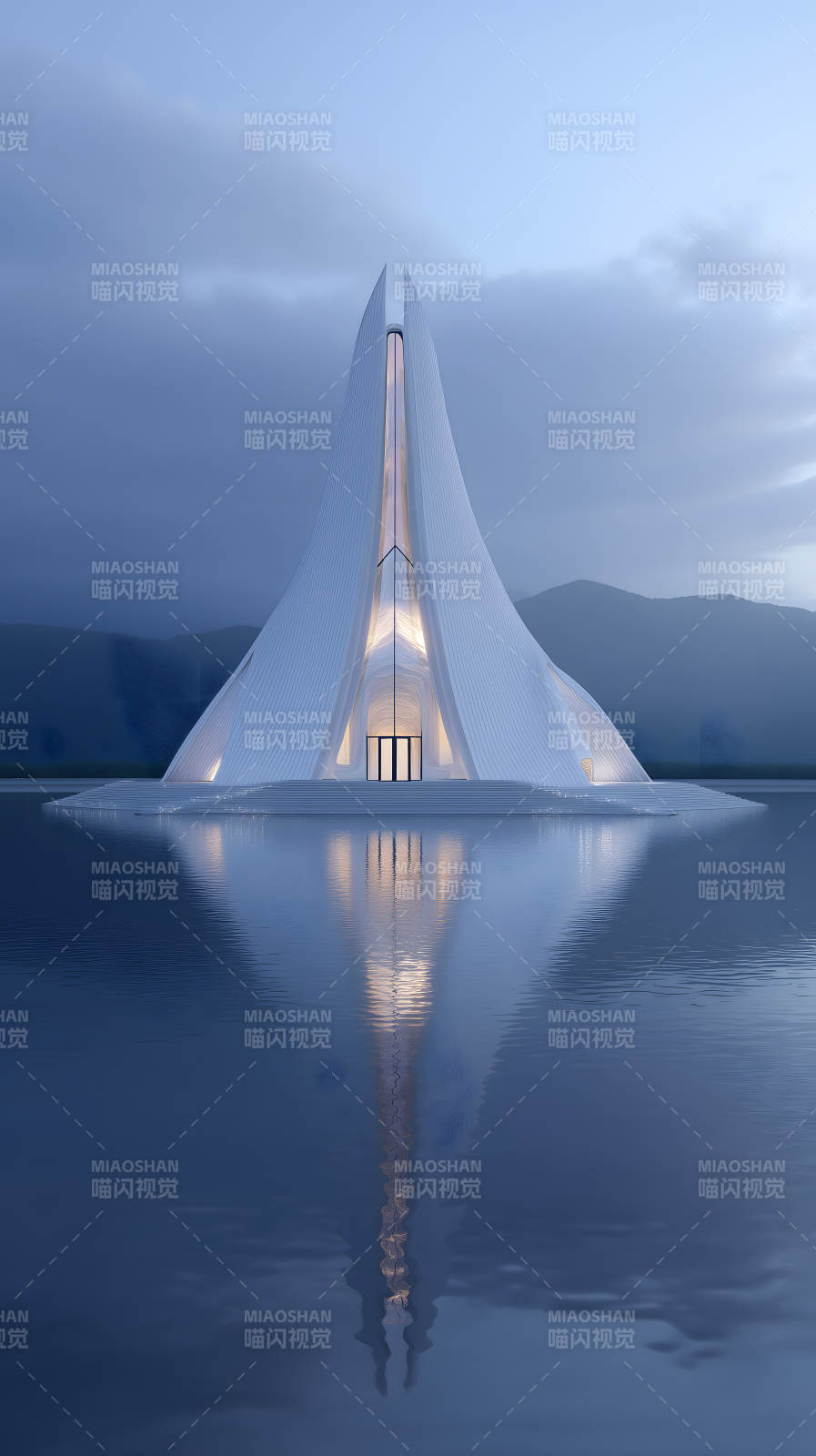 宁静湖畔的现代建筑图片