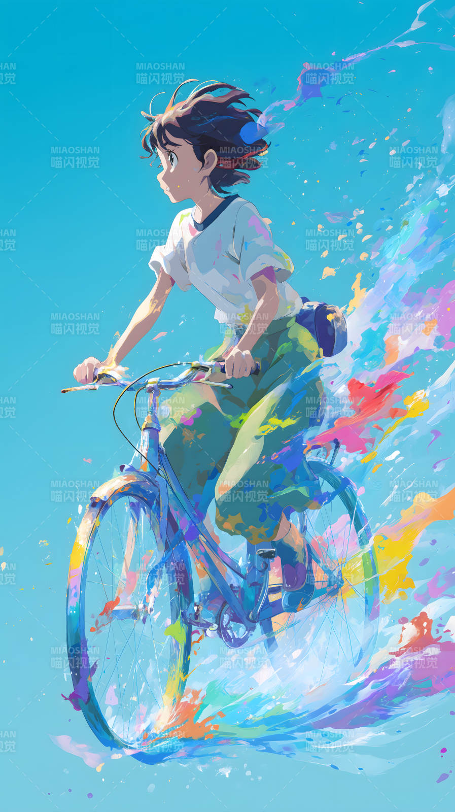 女孩飞驰的自行车图片