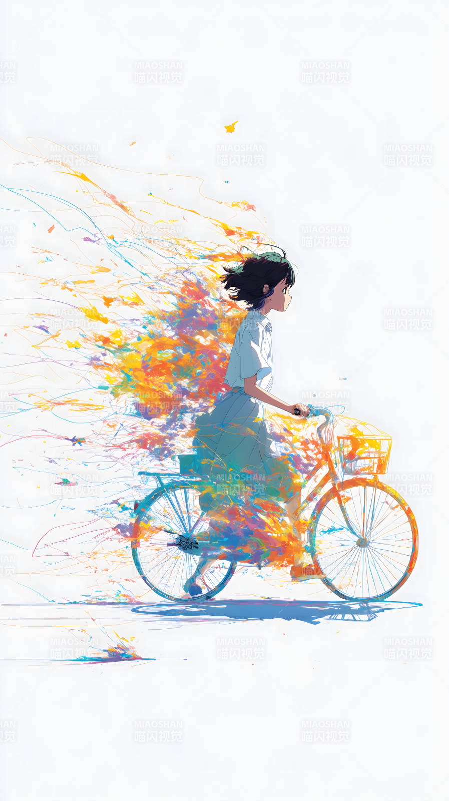 少女与飞扬的色彩图片