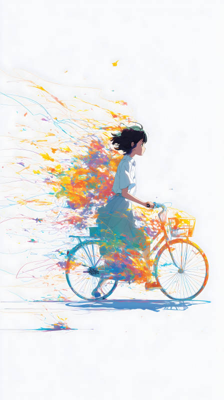 少女与飞扬的色彩图片