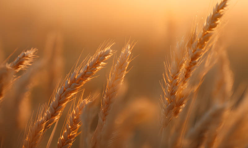 金色麦穗在夕阳下图片