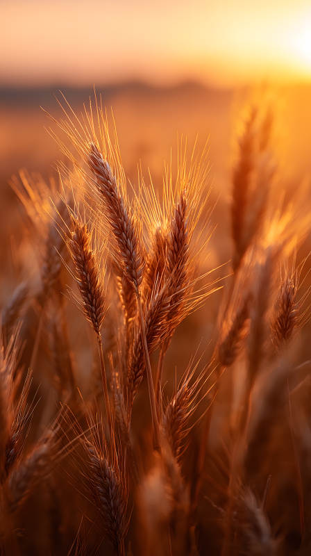 金色麦田的日落余晖图片
