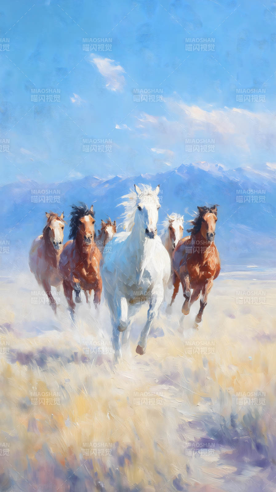 奔腾的野马群自由的象征图片