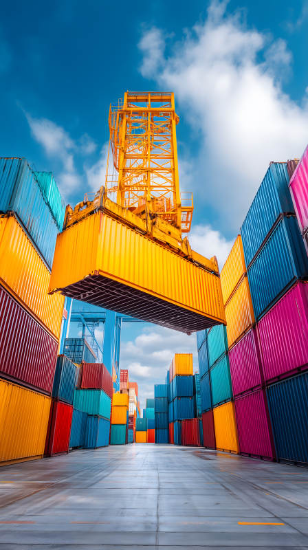 集装箱码头吊装作业图片