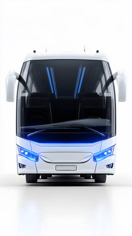 未来感十足的白色大巴图片