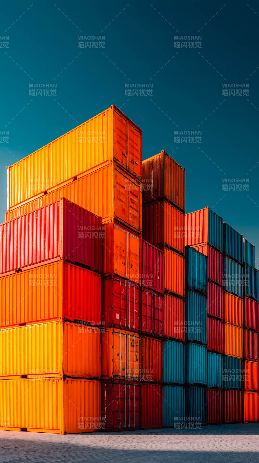 色彩鲜艳的集装箱堆叠图片