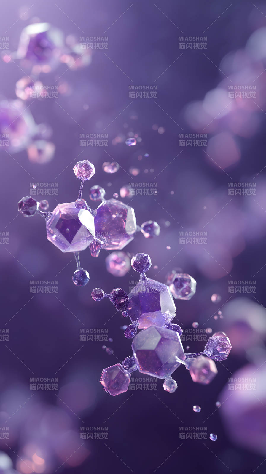 紫晶分子结构的艺术渲染图图片