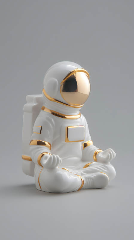 冥想宇航员陶瓷雕塑图片