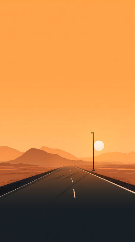 落日下的孤独公路图片