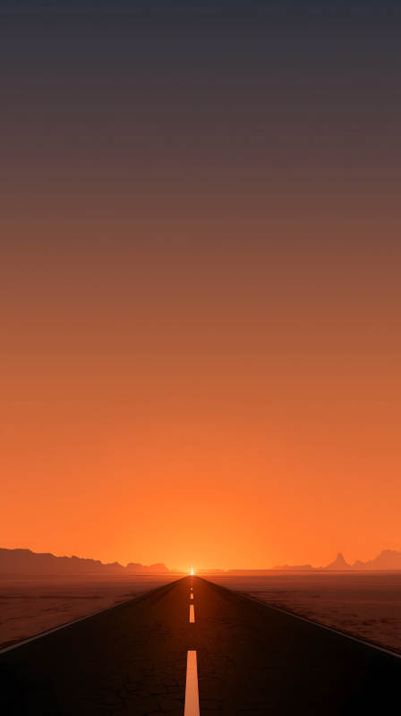 落日余晖下的漫漫长路图片