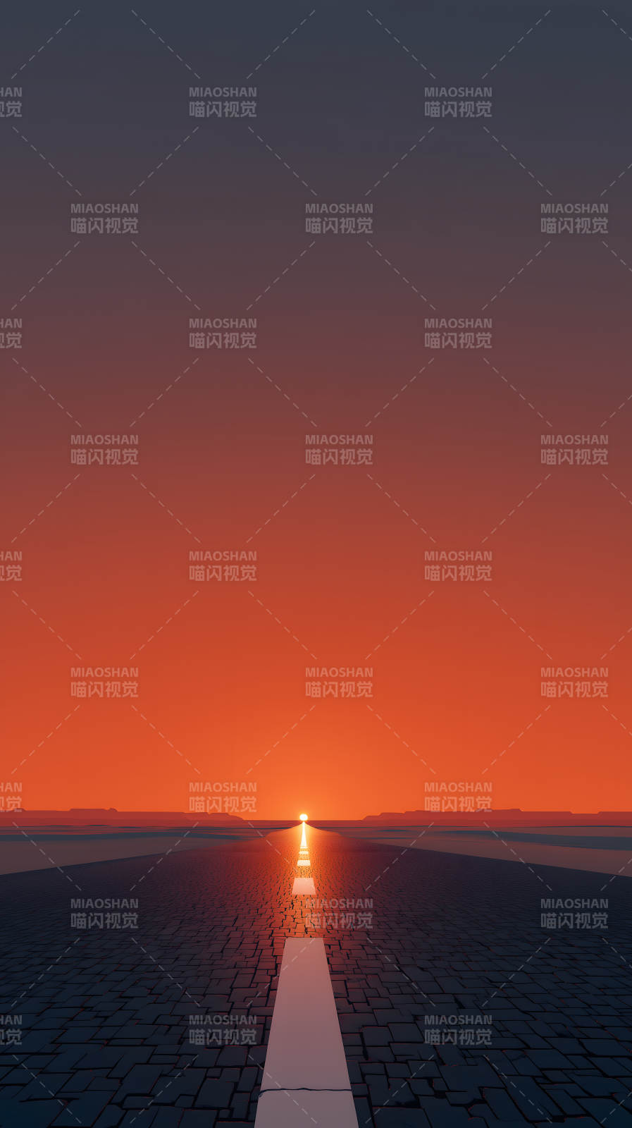 落日余晖下的无尽之路图片