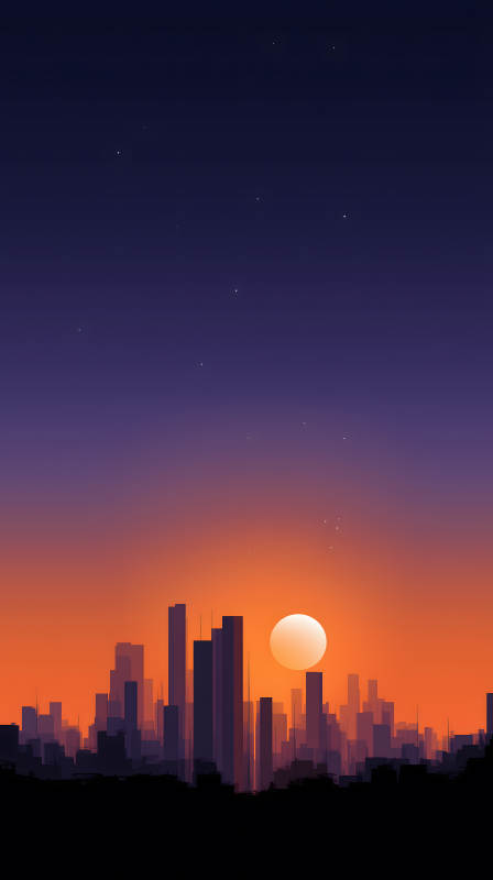 日落都市剪影图图片