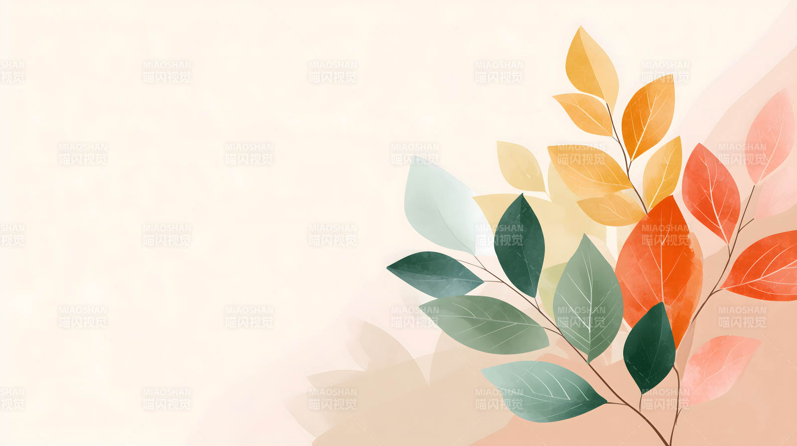 秋季水彩叶子艺术背景图片