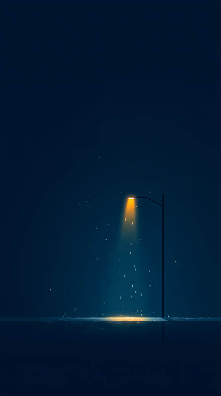 孤灯夜雨静谧之景图片