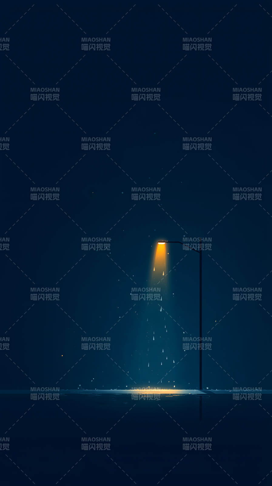 孤灯夜雨静谧之景图片