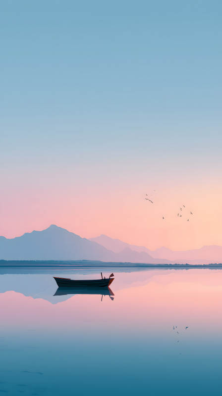 宁静祥和的日落湖景图片