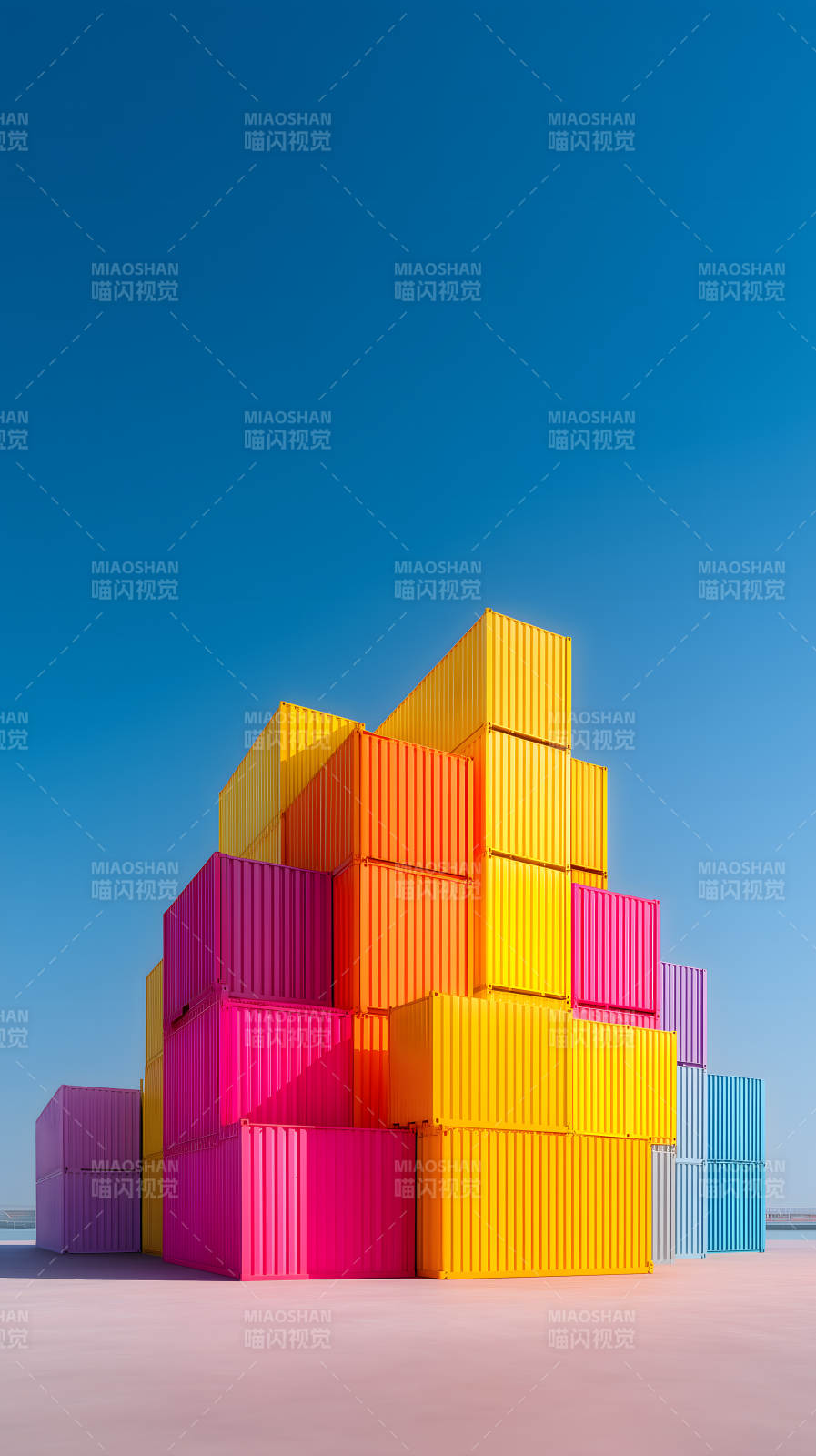 色彩缤纷的集装箱堆叠图片