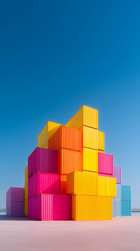 色彩缤纷的集装箱堆叠图片