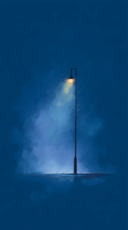 雨夜路灯下的宁静图片