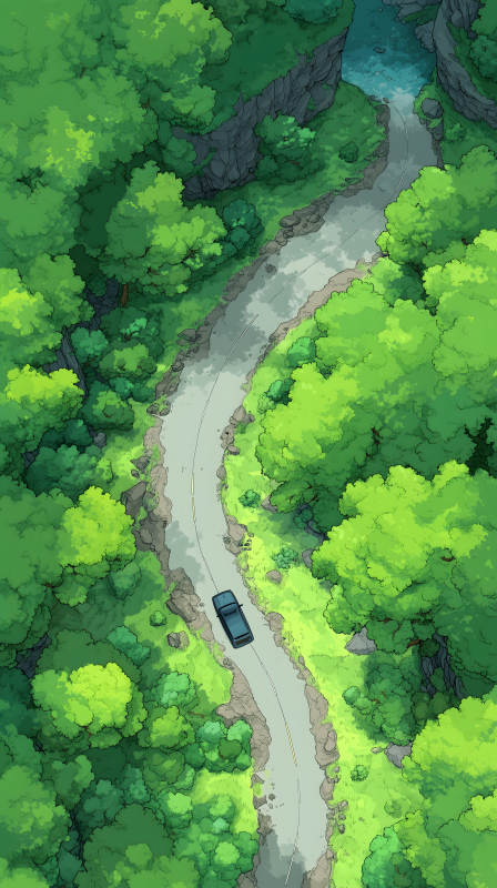 山间蜿蜒小路上的汽车图片