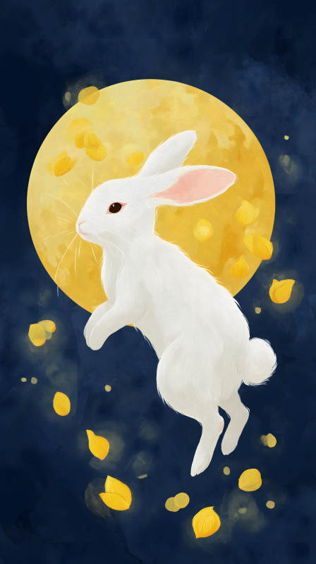 玉兔捣药月中飞图片