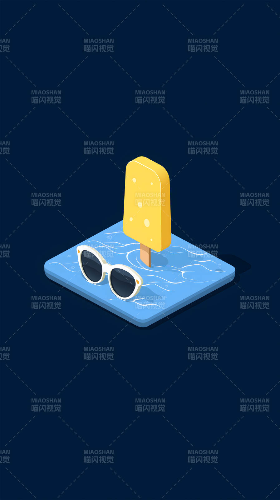 夏日冰棍与墨镜图片