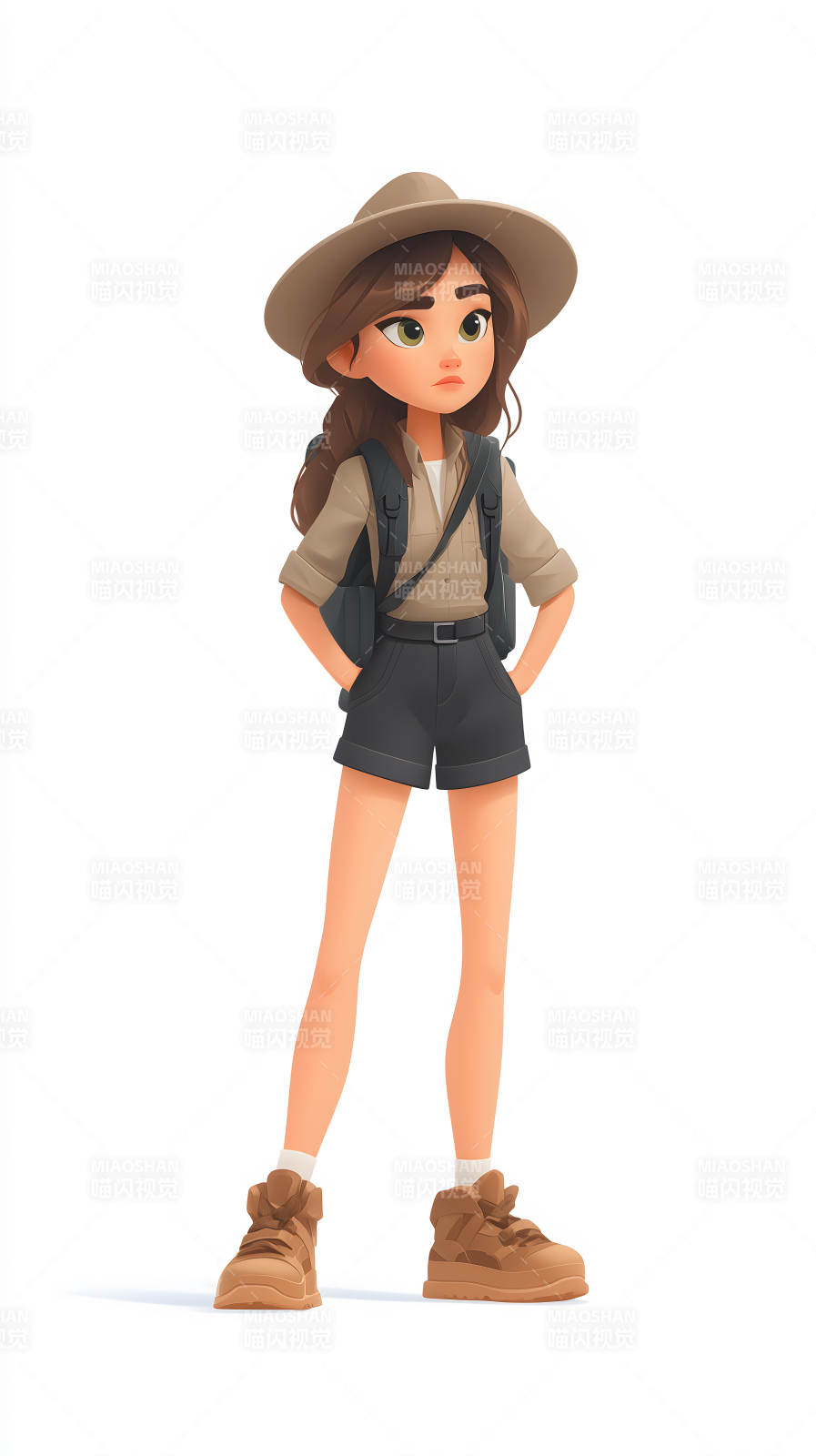 卡通探险家女孩形象图片