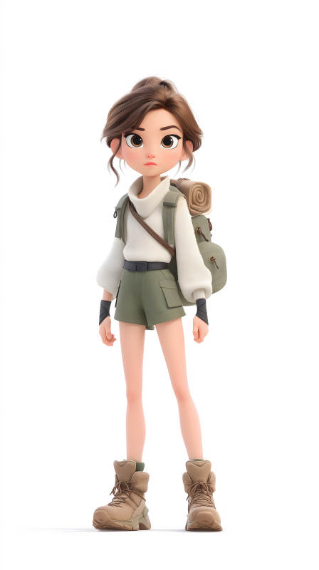 卡通女孩远足装备图片